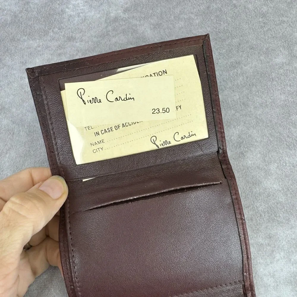 Pierre Cardin Mens Brown Perforated Leather Trifold Wallet
